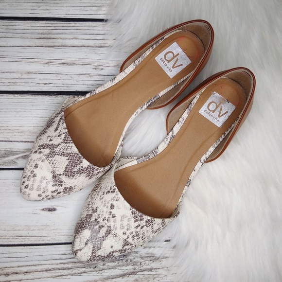 Dolce Vita Shoes - DOLCE VITA WHITE SNAKESKIN PRINT D'ORSAY FLATS